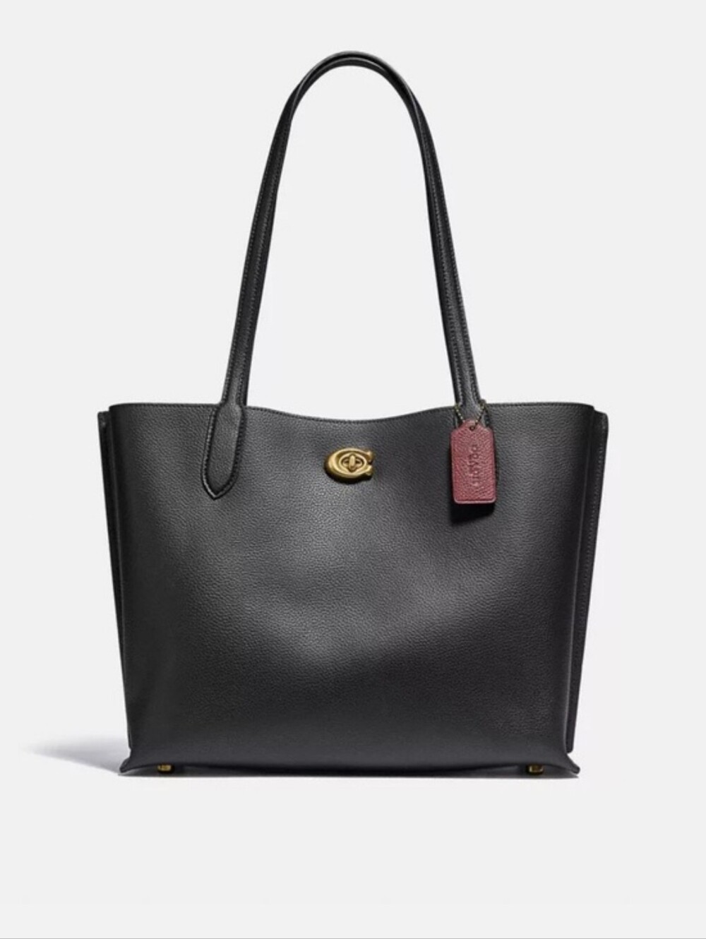 Coach Pebbled Leather Willow Tote Shoulder Bag Black New